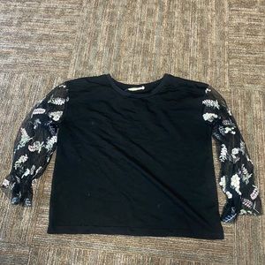 Black top with Sheer sleeves